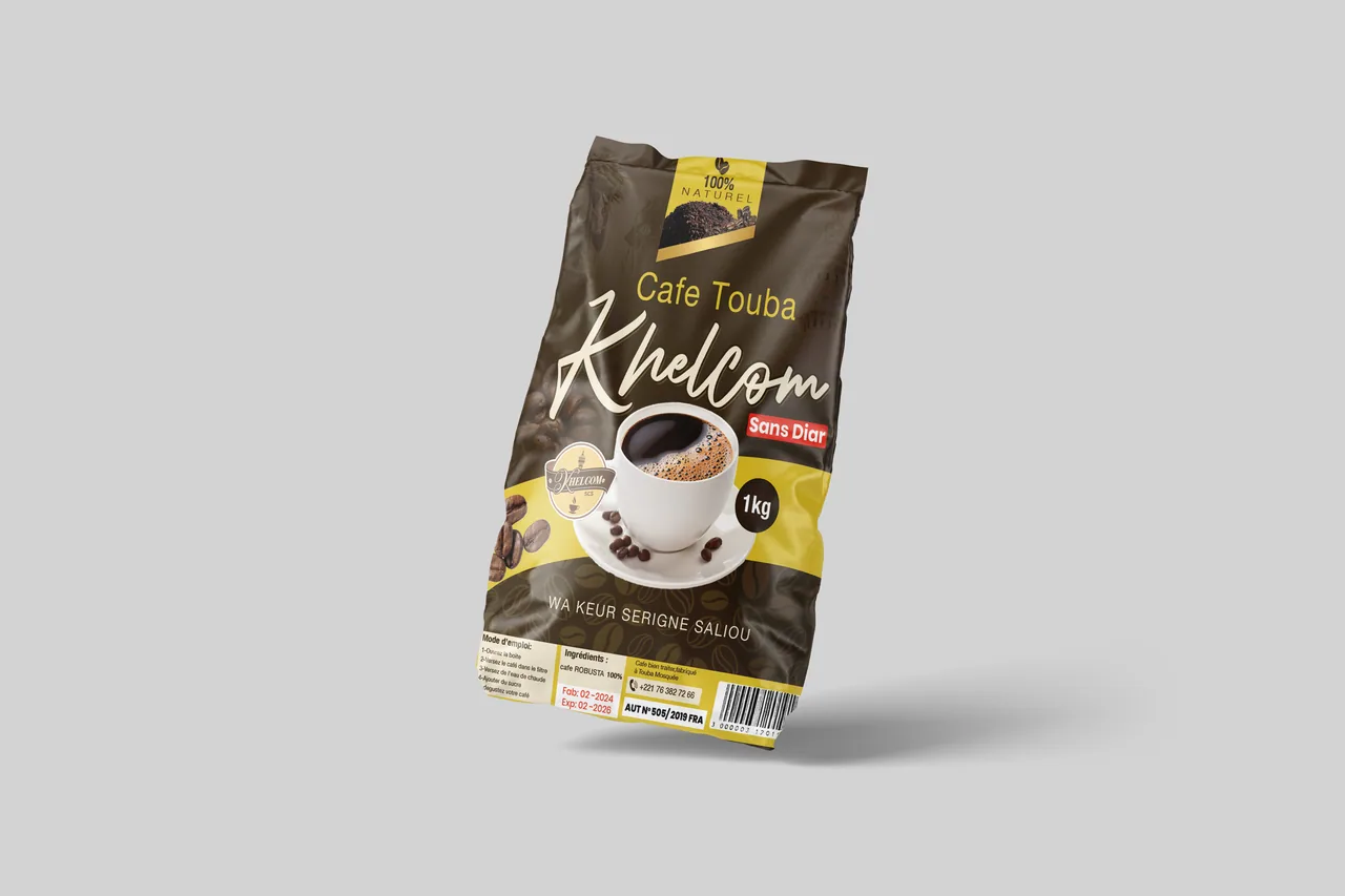 Design de sachet Café Touba KhelCom