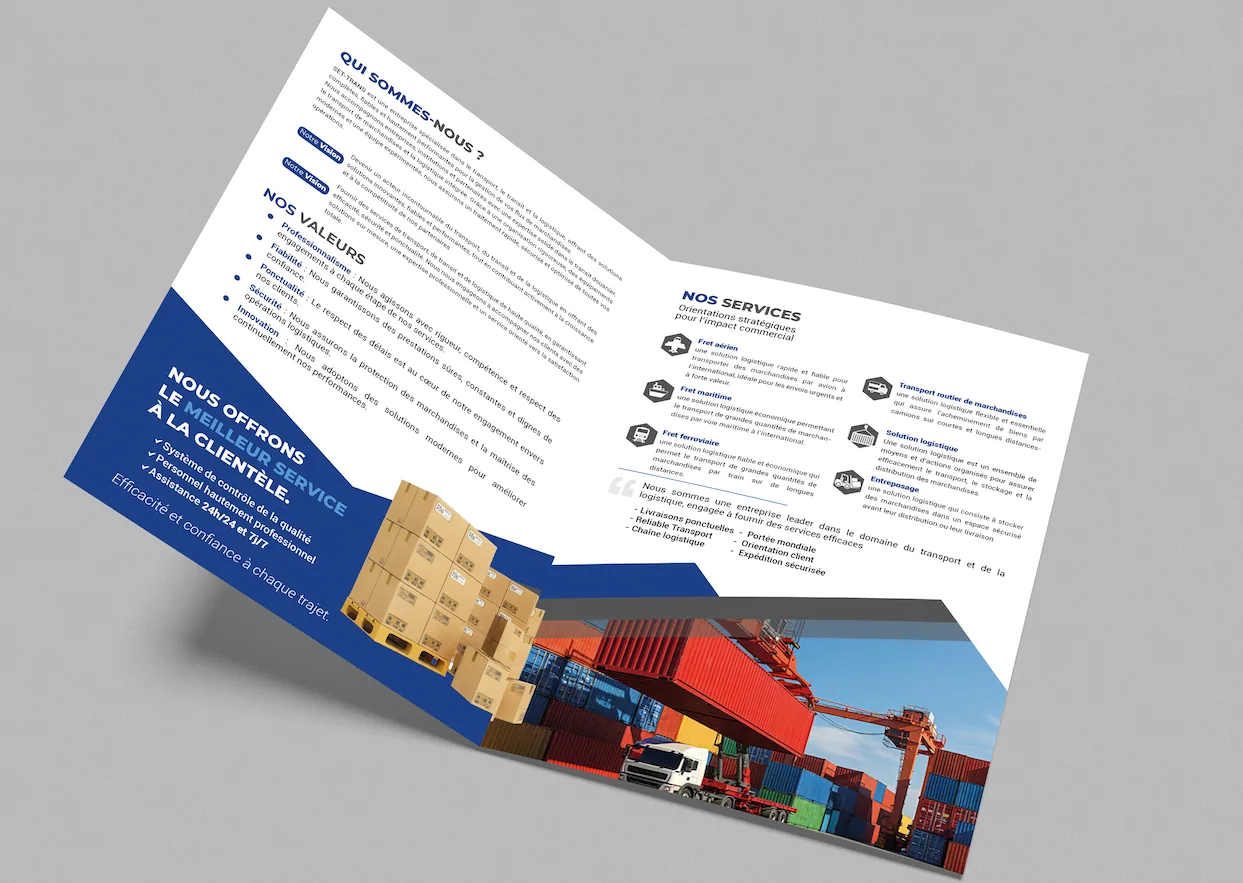 Mockup ouvert de la brochure SET-TRANS